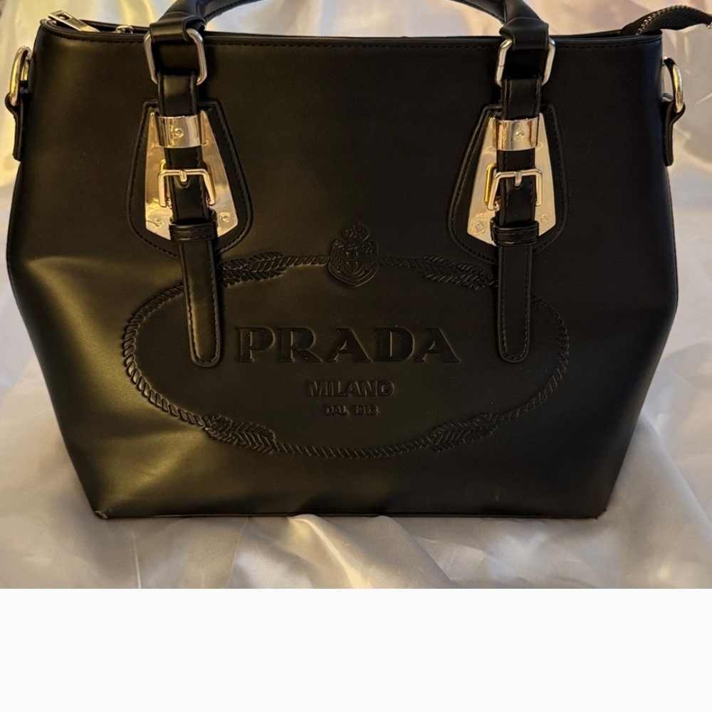 Prada Black Satchel with Silver Accents
